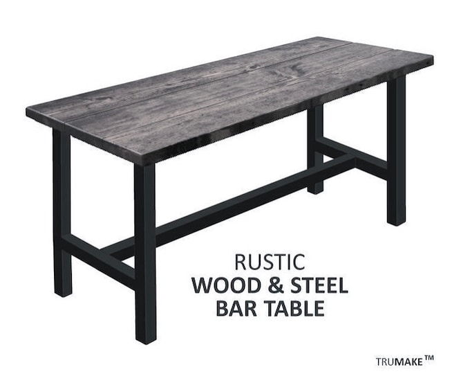 RUSTIC Bar Table. Rustic Bar Table. Solid Wood and Steel Bar Table. Pub Table. Counter Table. Modern Industrial Table. Free Shipping!