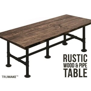 Conference Table Rustic Wood & Pipe Table, Industrial Dining Table Urban Wood Table Rustic Wood and Pipe Table Harvest Table Farmhouse Table
