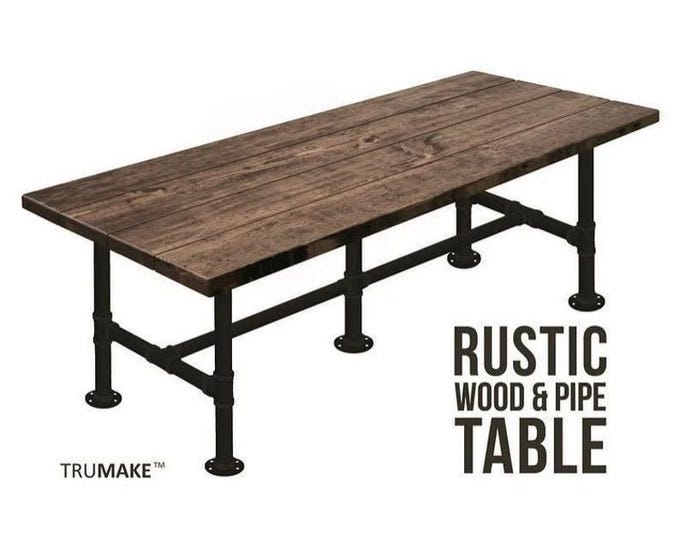 Conference Table Rustic Wood & Pipe Table, Industrial Dining Table Urban Wood Table Rustic Wood and Pipe Table Harvest Table Farmhouse Table