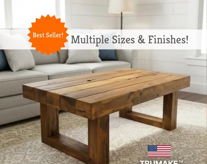 Coffee Table Rustic Timber Solid Wood |  Cabin Coffee Table | Living Room Coffee Table | Handcrafted in the USA
