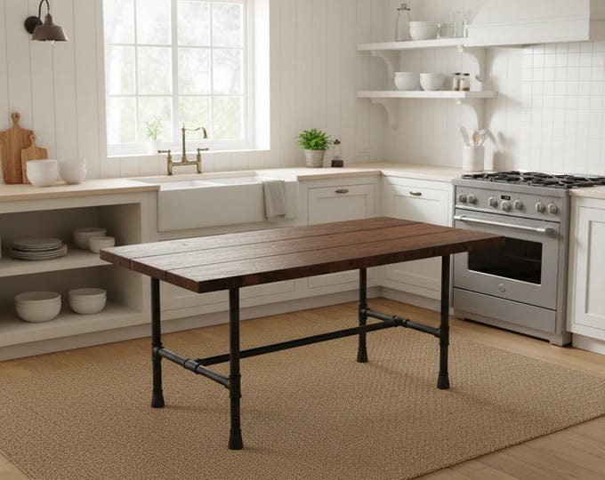 Pipe Farmhouse Table, Harvest Table, Industrial Style Dining Table, Urban Wood Table, Rustic Wood and Pipe Table, Gathering Table Wood Table