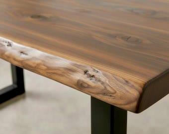 Thick Live Edge Desk | Solid Wood and Steel Desk Rustic Wood | Computer Desk | Home Office Desk | Handcrafted by TRUMAKE™ | FREE SHIPPING!