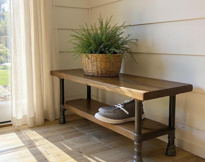 Entry Bench, Rustic Wood & Pipe Entry Bench, Industrial Bench, Urban Wood Bench, Rustic Bench, Shoe Bench, Rustic Pipe Bench, Wooden Bench