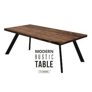 Modern Rustic Table / Desk. Industrial Modern Table. Solid Wood and Steel. Splayed Leg Table Desk. Dining Table. Kitchen Tables. USA