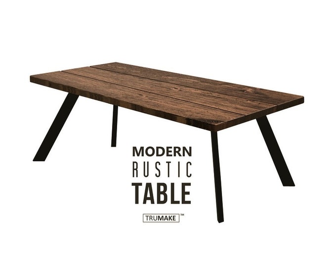 Modern Rustic Table / Desk. Industrial Modern Table. Solid Wood and Steel. Splayed Leg Table Desk. Dining Table. Kitchen Tables. USA