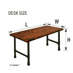 FREE SHIPPING Desk, Rustic Wood and Industrial Pipe Desk, Industrial Style Pipe and Wood Desk, Urban Wood Desk, Computer Desk Office Desk image 3