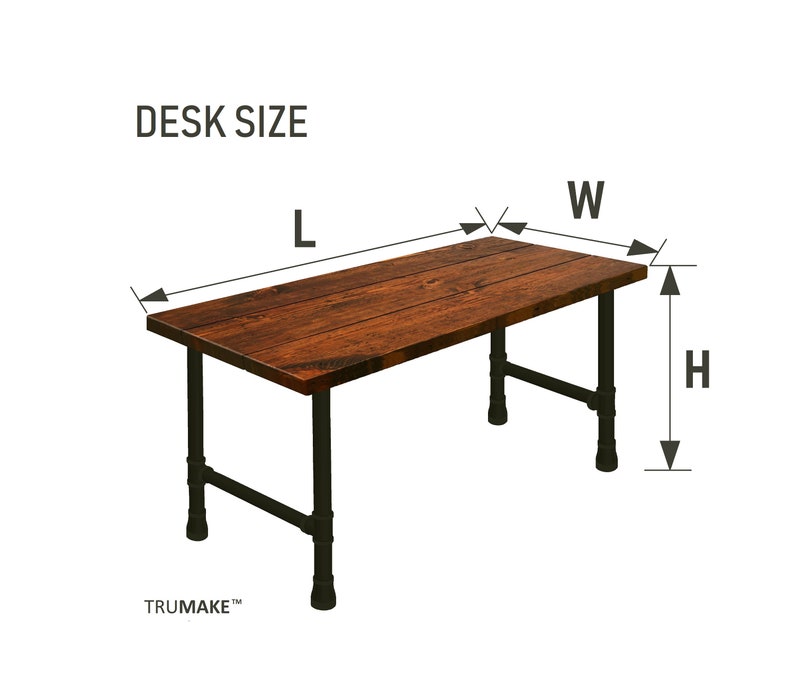 FREE SHIPPING Desk, Rustic Wood and Industrial Pipe Desk, Industrial Style Pipe and Wood Desk, Urban Wood Desk, Computer Desk Office Desk image 3