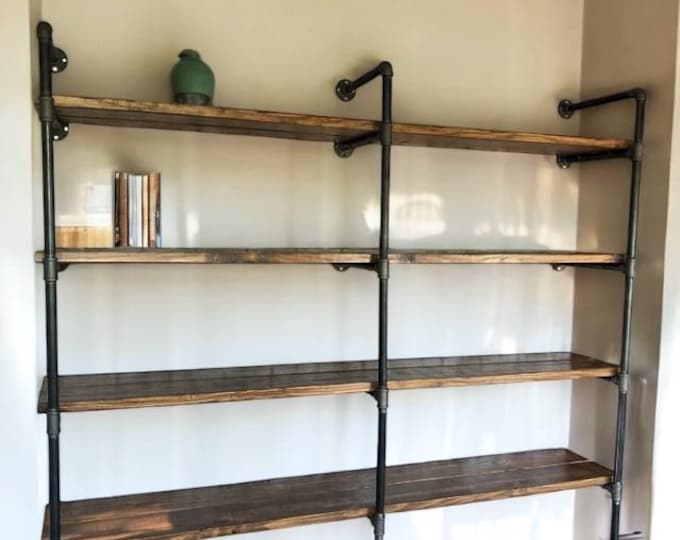 Rustic Wall Shelving Unit. Handcrafted Book Shelf. Pantry Shelving. Home Office Customizable Shelving Wood Shelf. Interior Design. Shelves