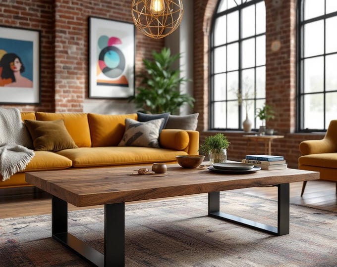 Coffee Table | Rustic Wood | Industrial Steel & Wood Coffee Table | Modern Coffee Table | Living Room Coffee Table | Handcrafted in the USA