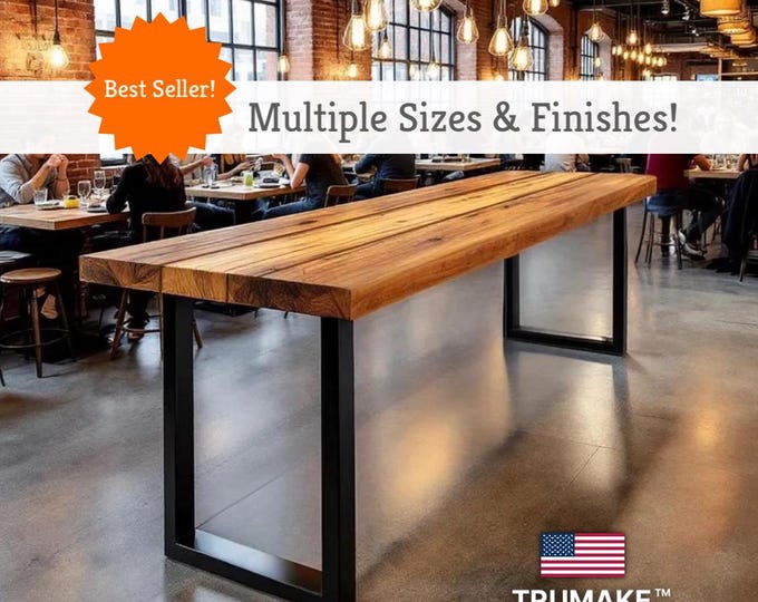 RUSTIC BAR TABLE | Beautiful solid wood and steel bar table | Bar height table | Modern Pub Table | Square Leg Table | Handcrafted Tables