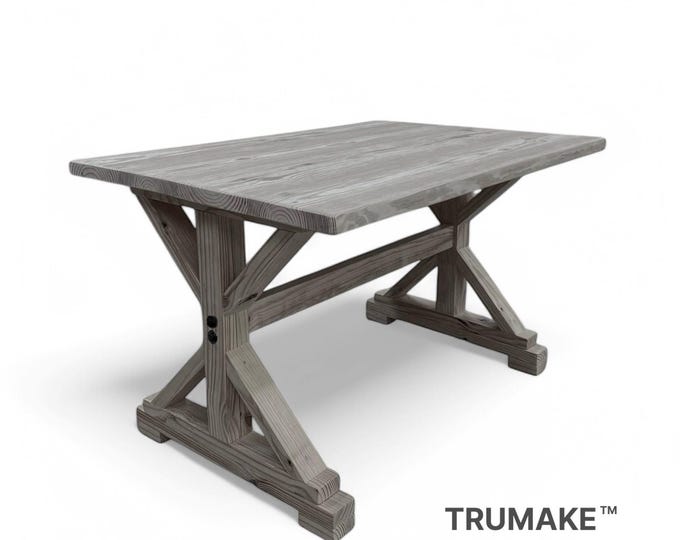 RUSTIC TRESTLE TABLE, Rustic Trestle Solid Wood Dining Table, Farm Table, Harvest Table, Kitchen Table, Modern Farmhouse, Chic Tables
