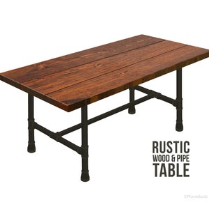 Harvest Table Pipe Table, Rustic Wood & Pipe Table, Industrial Dining Table, Urban Wood Table, Rustic Wood and Pipe Table, Harvest Table