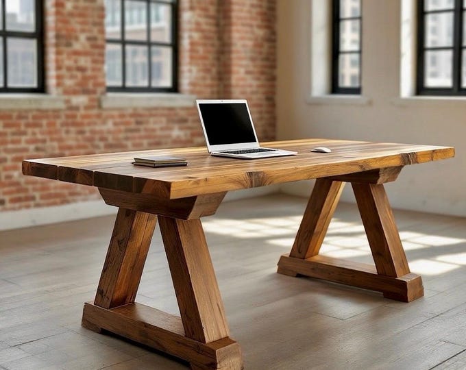 Rugged Desk | Rustic Wood Desk | Heavy Desk | Thick Wood Desk | Farmhouse Desk | Handcrafted in the USA