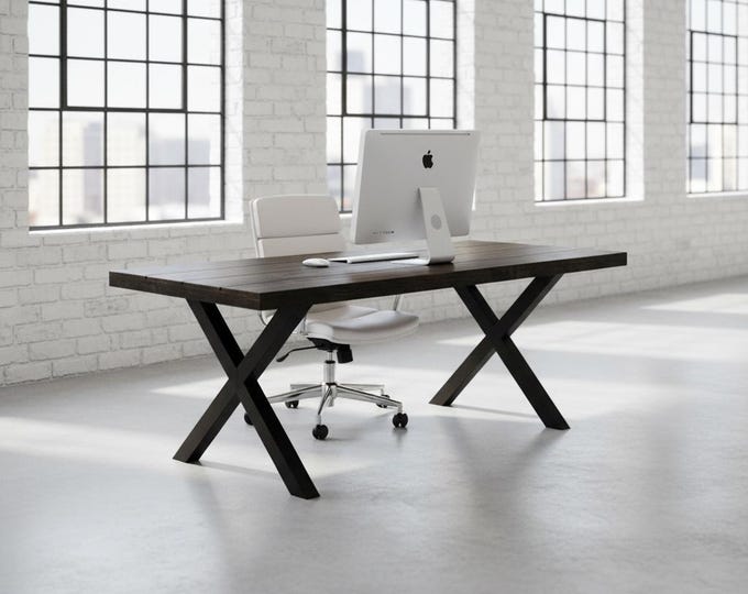 Handmade Rustic Desk. Wood and Industrial Steel Desk. Computer Desk. Office Desk. Modern Farmhouse Desk. Urban Desk.