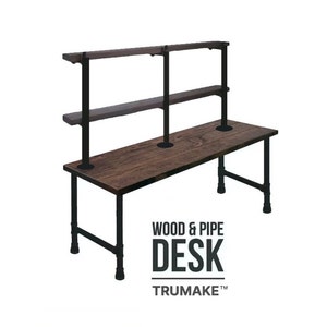 Rustic Desk with Shelves | Wood & Pipe Industrial Style | Wood and Steel Pipe Desk | Dorm Desk | Personal Computer Desk | Handmade Desk