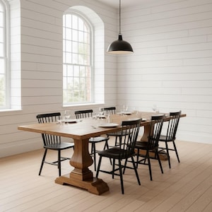 Pedestal Wood Rustic Dining Table | Handcrafted in the USA | Free Shipping! image 14