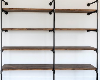 Industrial Wall Shelving Unit | Book Shelf | Christmas Gift | Rustic Wood Shelf | Pantry Shelving | Home Office Shelving | FREE SHIPPING