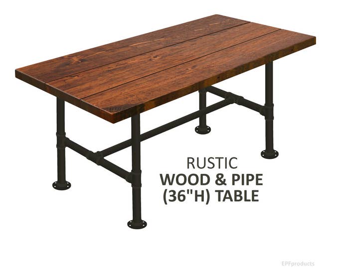 Counter Height (36"H) Farmhouse Table, Rustic Wood & Pipe Table, Trestle Table, Urban Wood Table, Pub Table, Bistro Table, Bar Table