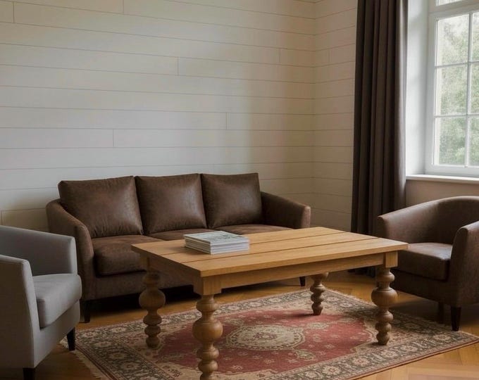 Coffee Table | Rustic Wood | Turned Bobbin Wood Legs Coffee Table | Living Room Coffee Table | Handcrafted in the USA