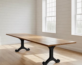 Handmade Rustic Wood Table: Industrial Steel Legs, Modern Farmhouse Dining