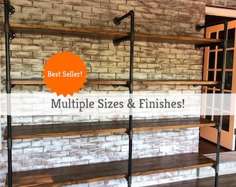 Industrial Wall Shelving Unit. Book Shelf. Shelving Unit. Rustic Wood Shelf. Pantry Shelving. Home Office Shelving Wood Shelf. FREE SHIPPING