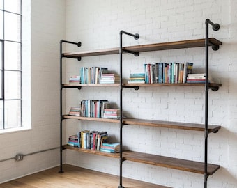 Industrial Wall Shelving Unit. Book Shelf. Shelving Unit. Rustic Wood Shelf. Pantry Shelving. Home Office Shelving Wood Shelf. FREE SHIPPING