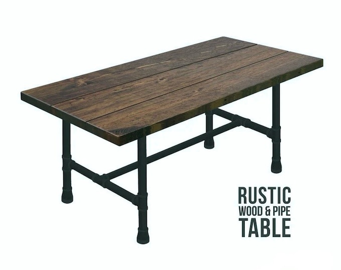 Farmhouse Table Dining Table, Rustic Wood & Pipe Table, Industrial Dining Table, Urban Wood Table, Rustic Wood and Pipe Table, Harvest Table