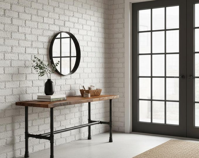 Wood Console Table with Pipe Legs, Pipe Sofa Table, Urban Wood Industrial Hall Table Entry Table, Rustic Wood and Pipe Console Table