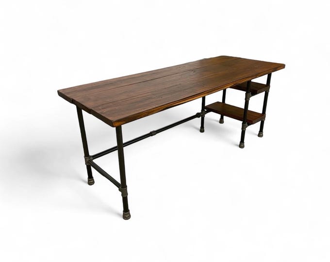 Industrial Desk with Shelves, Pipe Desk, Industrial Pipe Desk, Rustic Wood Desk, Modern Desk, Urban Wood Desk, Office Desk, Executive Desk