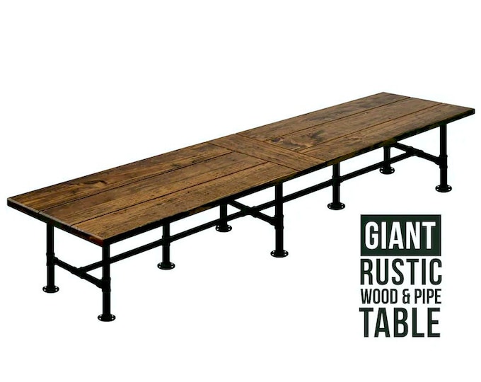 Large Conference Table Rustic Wood and Pipe Table, Industrial Style Table Urban Wood Table, Table Harvest Table Farmhouse Table