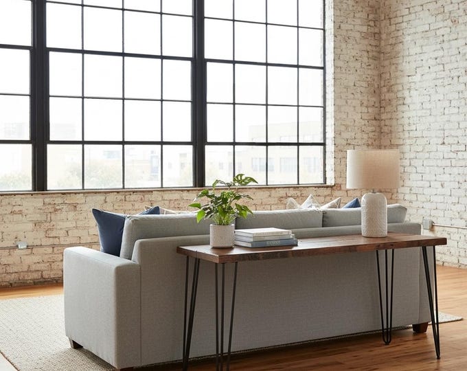 Rustic Console, Hairpin Console Table, Hair Pin Leg Rustic Wood & Steel Console, Rustic Wood Steel Sofa Table, Hall Table, Urban Entry Table