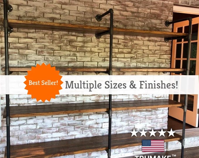 Industrial Wall Shelving Unit. Book Shelf. Shelving Unit. Rustic Wood Shelf. Pantry Shelving. Home Office Shelving Wood Shelf. FREE SHIPPING