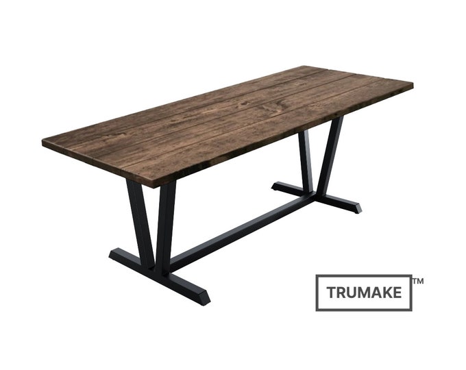 RUSTIC MODERN TABLE, Dining Table, Harvest Table, Solid Wood and Steel Rustic Industrial Table, Handcrafted Kitchen Tables, Modern Tables