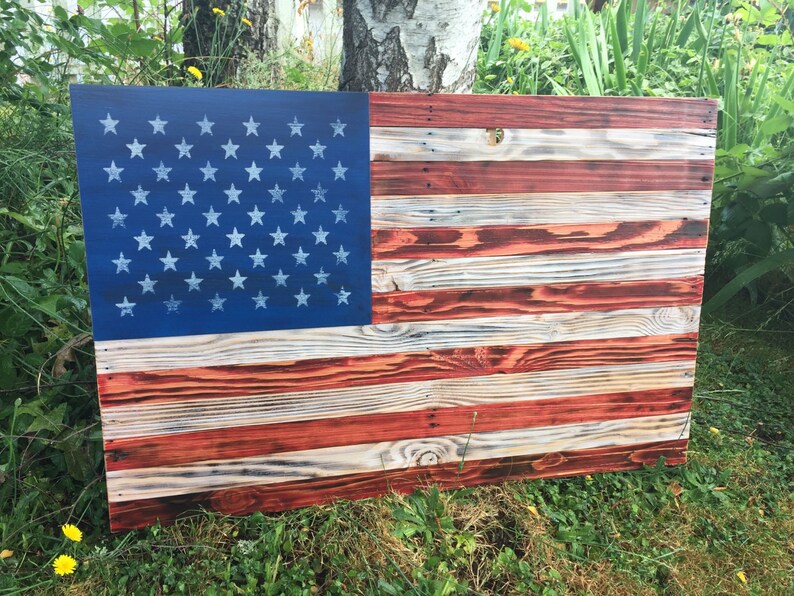 American Flag Rustic American Flag Wooden Flag Distressed - Etsy