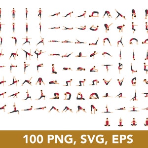 100 Yoga Svg, Meditation, Lotus Flower, Namaste Easy Cut, Color SVG bundle, PNG, EPS, Vector Files, 100 Clip Arts - Digital Download