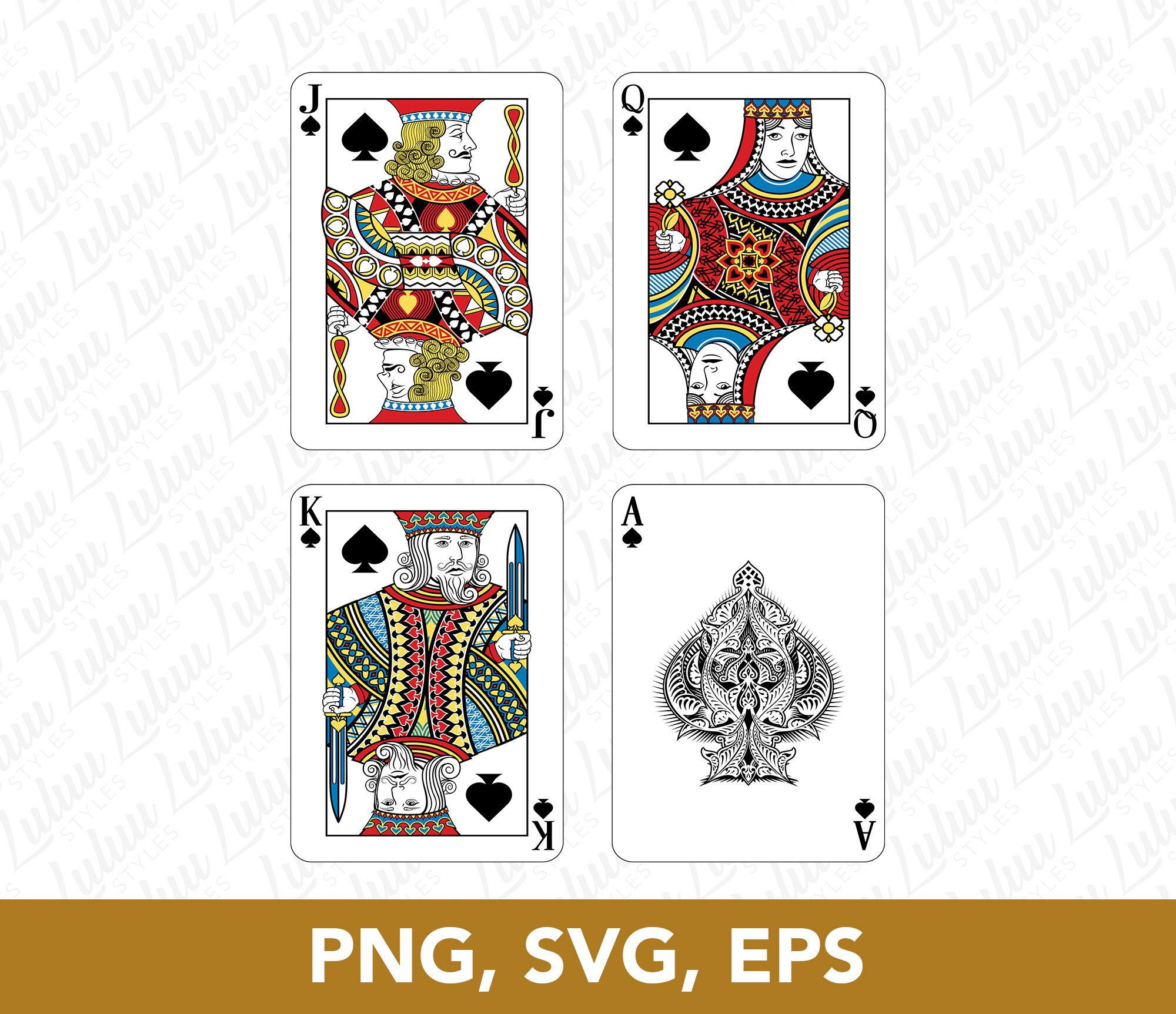 Poker Spades Jack Queen King and Ace SVG PNG and (Download Now) 