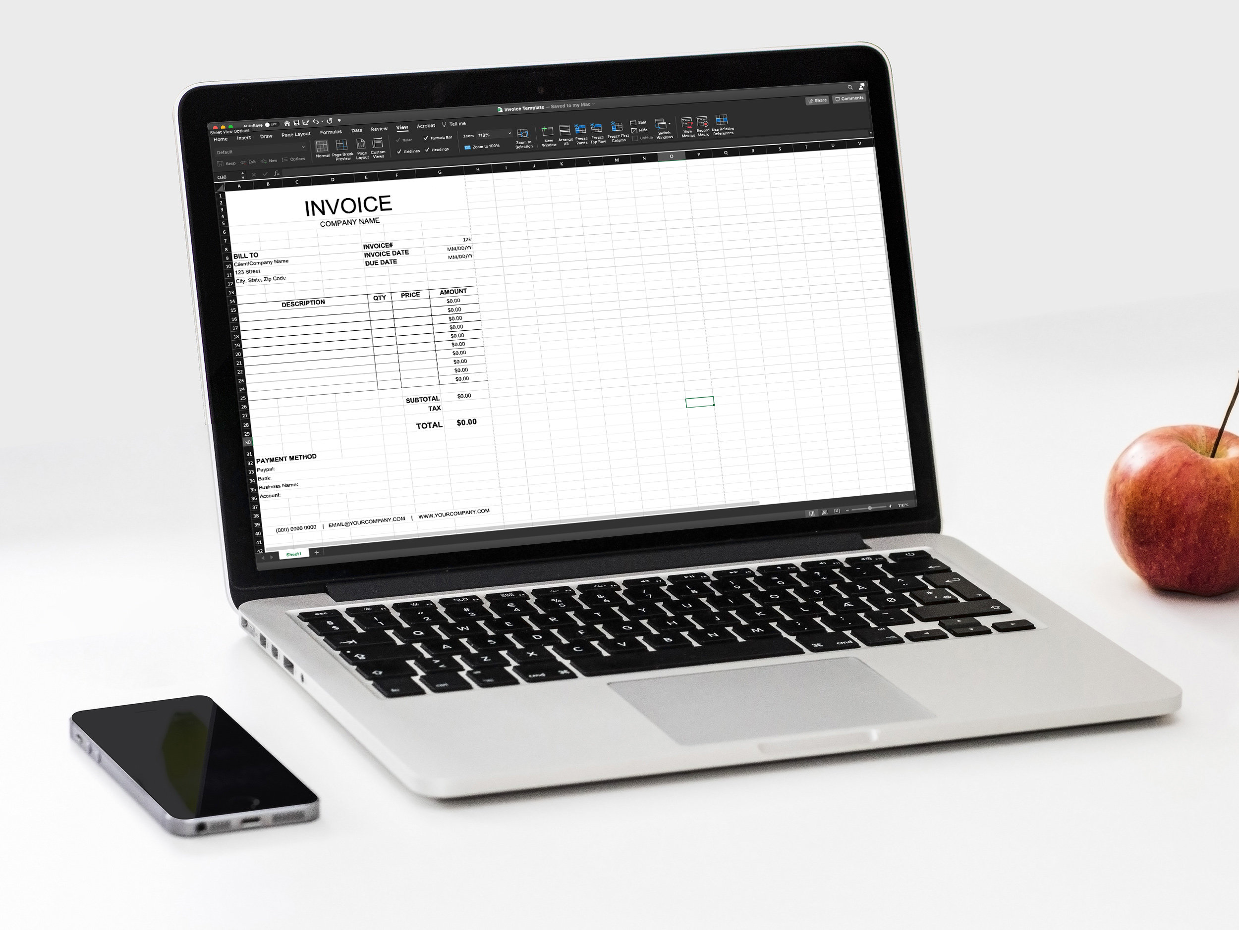Invoice Template Editable MS Excel PDF, Auto Calculation Features ...