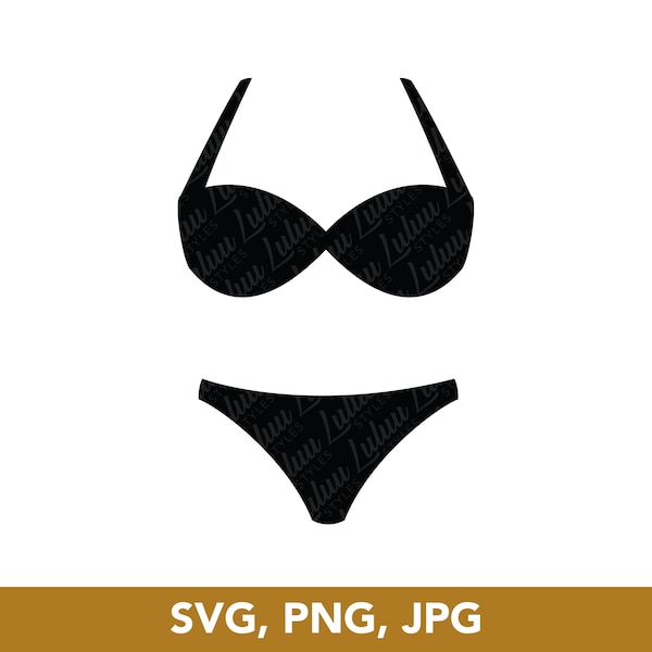 Girl Swimsuit SVG, PNG, JPG, Swimwear Bikini Bra and Underwear Clipart - Digital Download