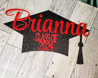 Personalized Graduation Cap Glitter Cake Topper: Class of