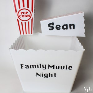 Personalized  Popcorn Tub and Containers/ Movie Night Popcorn Containers and Tub/ Family Movie Night/ Popcorn Sets
