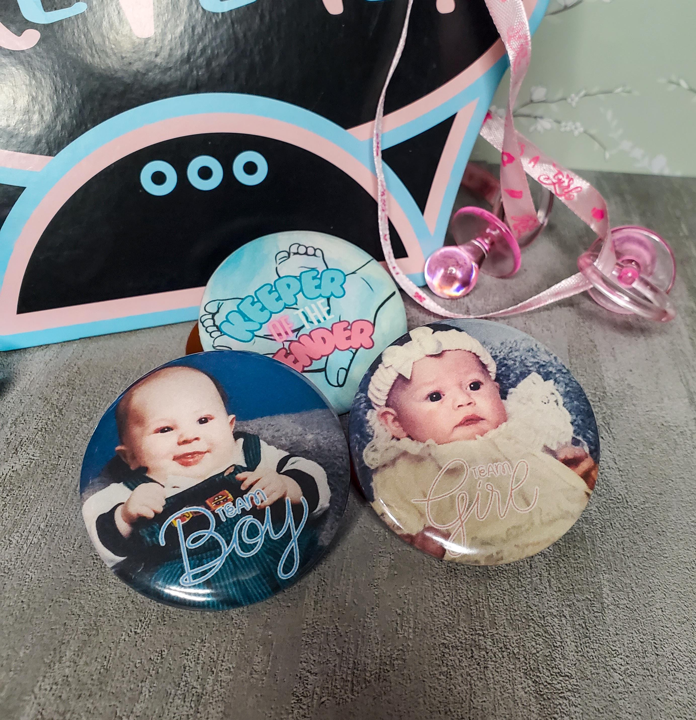 Custom Photo Gender Reveal Buttons: Team Boy and Team Girl Pins - Etsy