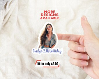 Custom Photo Birthday Stickers, Personalized Party Favors