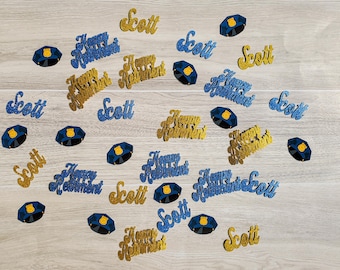 Personalized Police Retirement Confetti: Glitter Name, Hat, Retirement (120 Pieces)