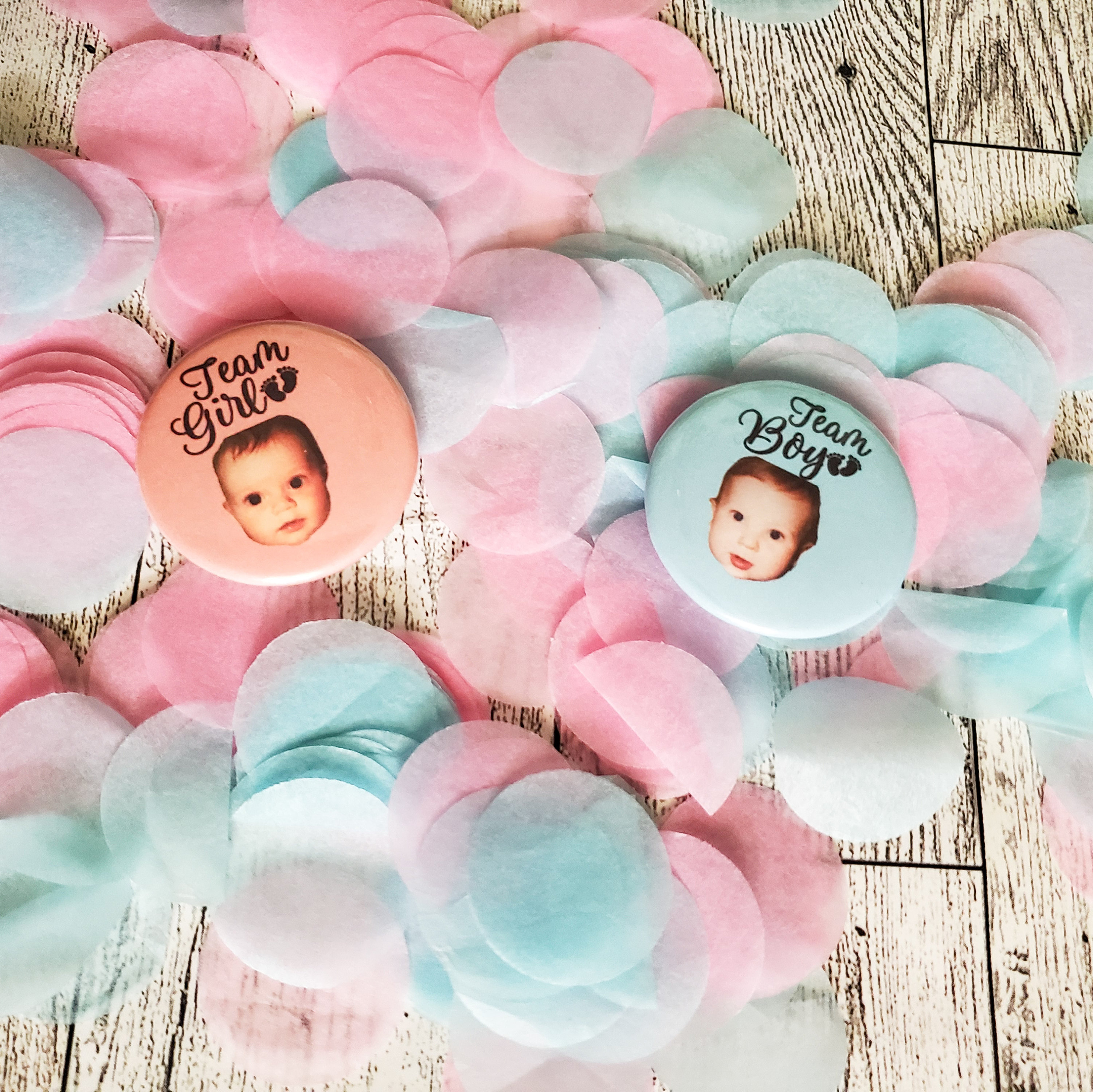 Custom Photo Gender Reveal Buttons: Team Boy, Team Girl - Etsy