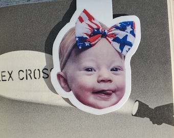 Custom Photo Magnetic Bookmark, Personalized Book Gift