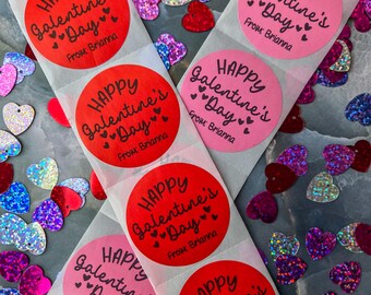 Personalized Happy Galentine's day stickers/ Kids Galentine for School/ Classroom labels/ Girl’s Night Stickers/ Galentine’s Decor