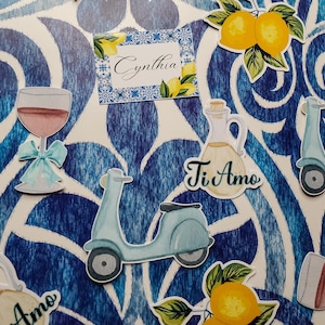 Amalfi Coast Bridal Shower Confetti 100 pieces/ Italian Theme Bridal Shower/ Lemon Theme/ Italy Decor/ Amalfi Coast Italian/ Blue Tile Lemon