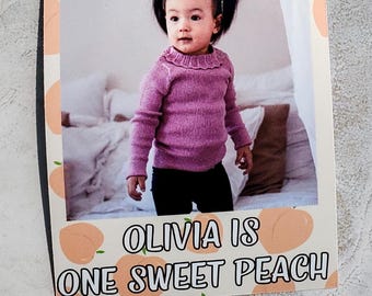 Peach First Birthday Stickers, Custom Photo Favors