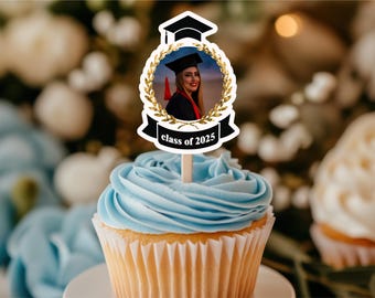 Custom Face Graduation Cupcake Toppers, Class of 2026