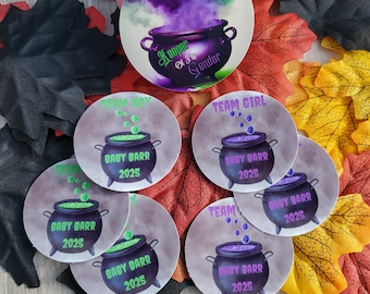 Halloween Gender Reveal Stickers: Team Boy, Team Girl